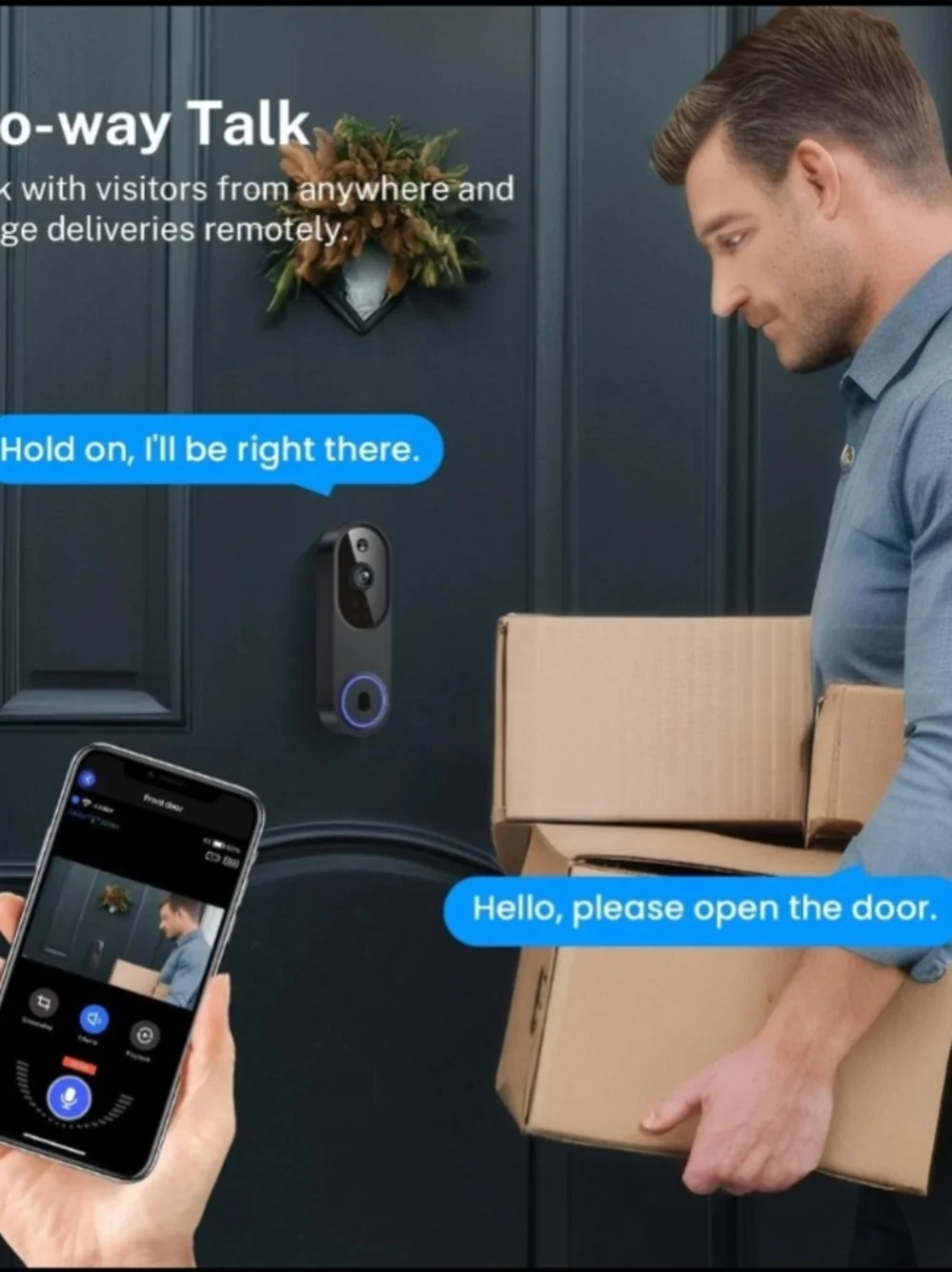 Wireless Video Doorbell Camera Smart HD Night Vision AI Human Detection Linen